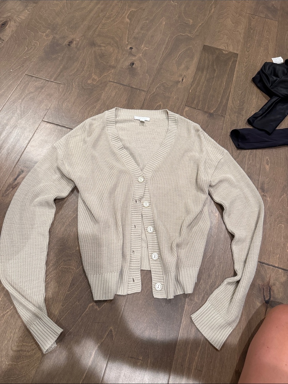 Abound Cream V-Neck Button Ribbed Cardigan
